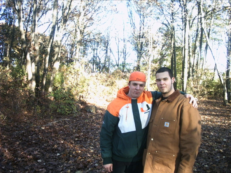 dave and aj in the woods.JPG